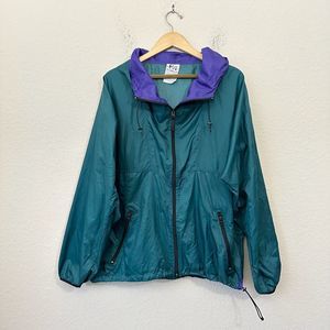 VINTAGE HELLY HANSEN Full-Zip Windbreaker Rain Coat Jacket Green/Purple